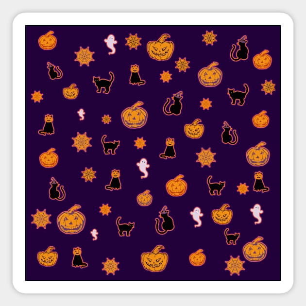 Spooky Halloween Black Cat Pattern Magnet by Designs_by_KC